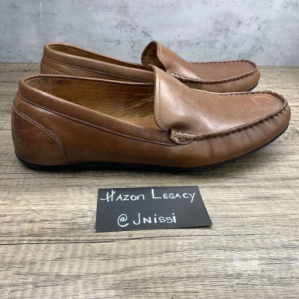 ‎Alfani~Men’s~”Holden” Brown Leather Slip-on Loafers~Size 10.5